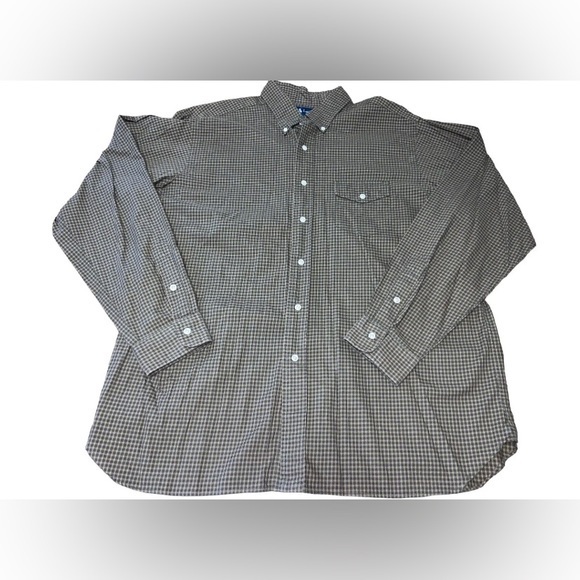 Ralph Lauren Men’s Green Check Long Sleeve‎ Button Down Shirt Size X-LARGE - Picture 1 of 8